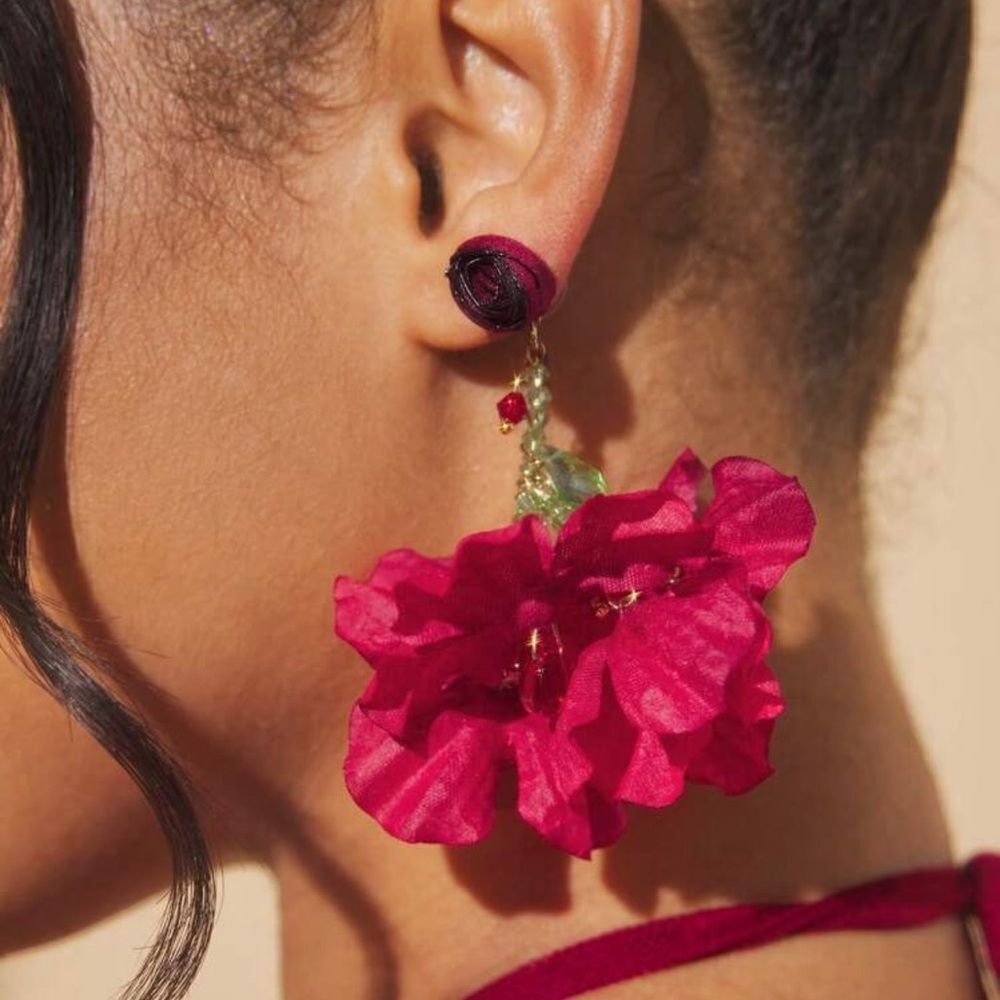 Elegant Floral Red Earrings A1209